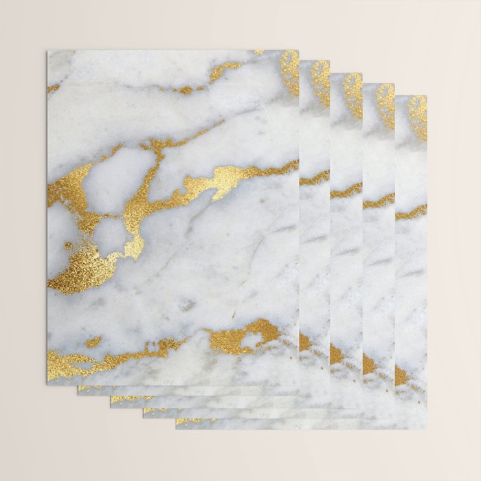 White and Gray Marble and Gold Metal foil Glitter Effect Wrapping Paper Gallery Image 3
