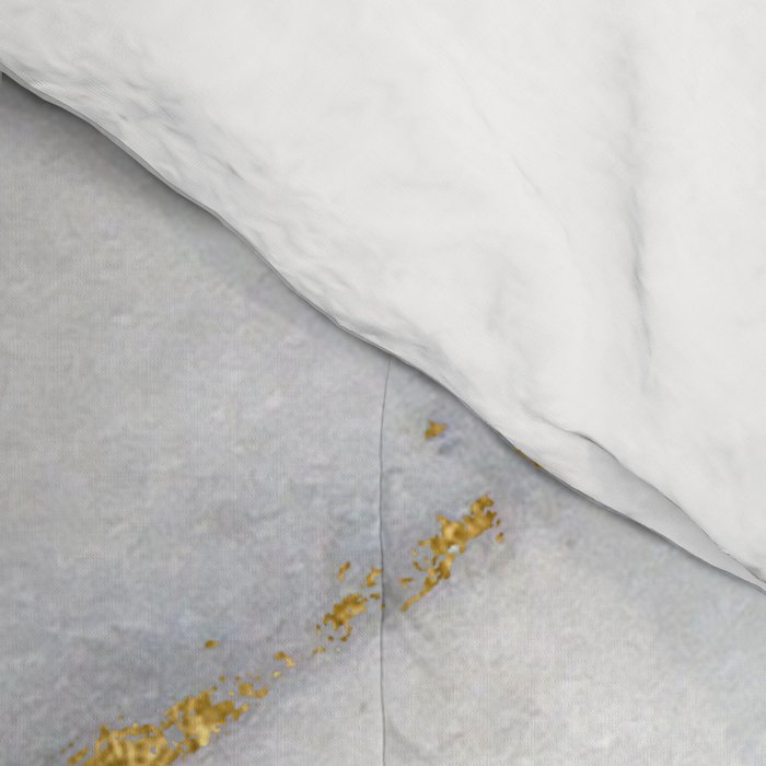 White and Gray Marble and Gold Metal foil Glitter Effect Comforter Gallery Image 4
