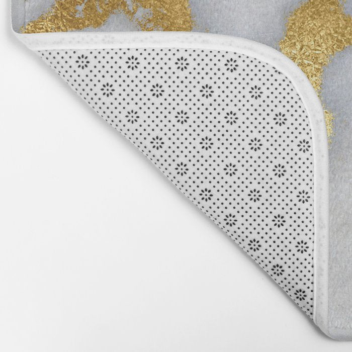 White and Gray Marble and Gold Metal foil Glitter Effect Bath Mat Gallery Image 2