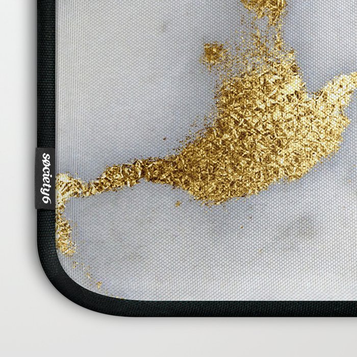 White and Gray Marble and Gold Metal foil Glitter Effect Laptop Sleeve Gallery Image 3