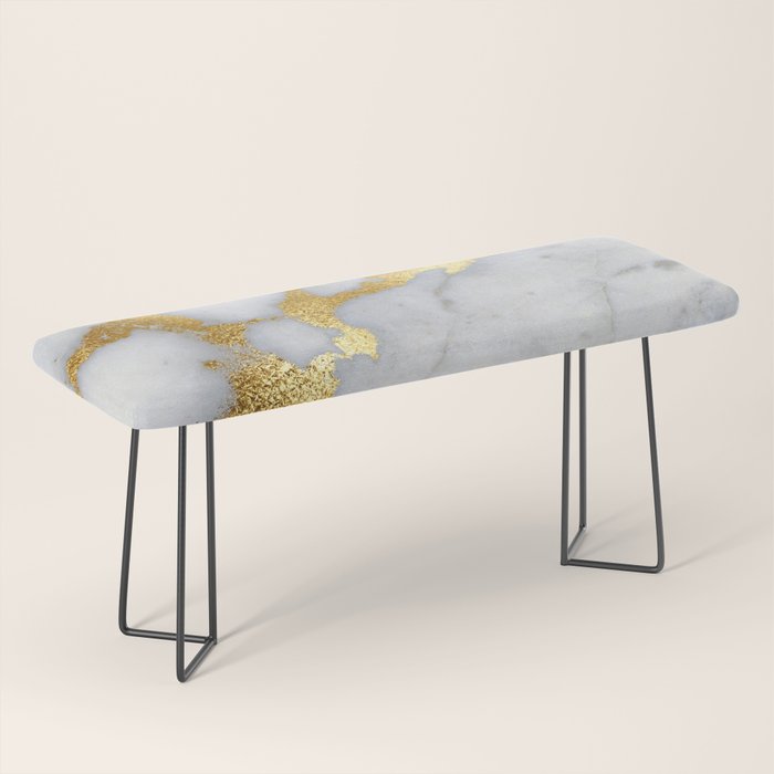 White and Gray Marble and Gold Metal foil Glitter Effect Bench Gallery Image 1