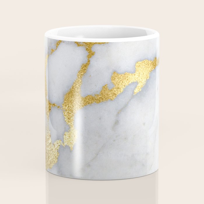 White and Gray Marble and Gold Metal foil Glitter Effect Coffee Mug Gallery Image 4
