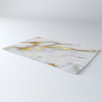 White and Gray Marble and Gold Metal foil Glitter Effect Rug Gallery Image 3
