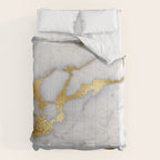 White and Gray Marble and Gold Metal foil Glitter Effect Comforter Gallery Image 6