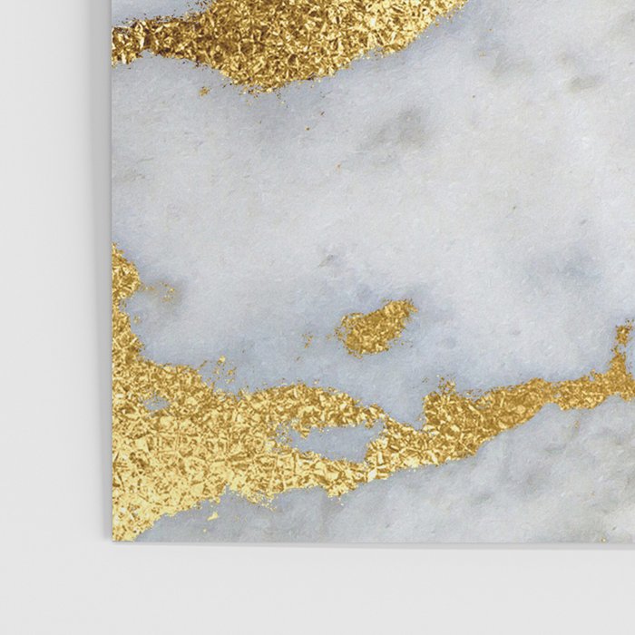 White and Gray Marble and Gold Metal foil Glitter Effect Poster Gallery Image 3
