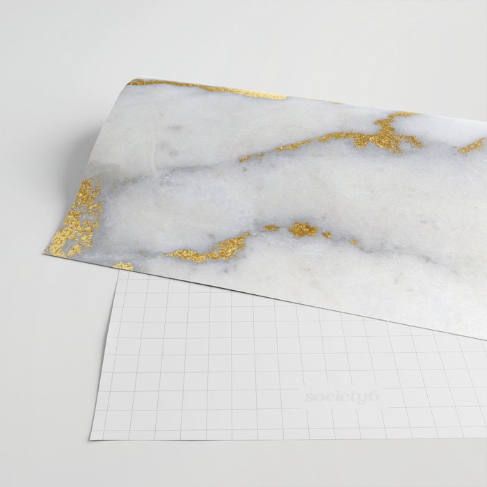 White and Gray Marble and Gold Metal foil Glitter Effect Wrapping Paper Gallery Image 2