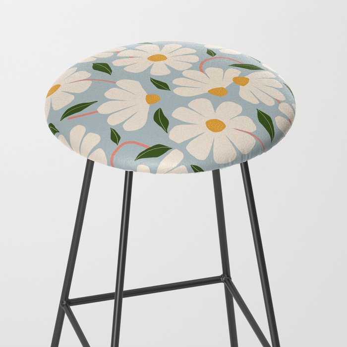 Wild Daisies - blue & pink Stool Gallery Image 2