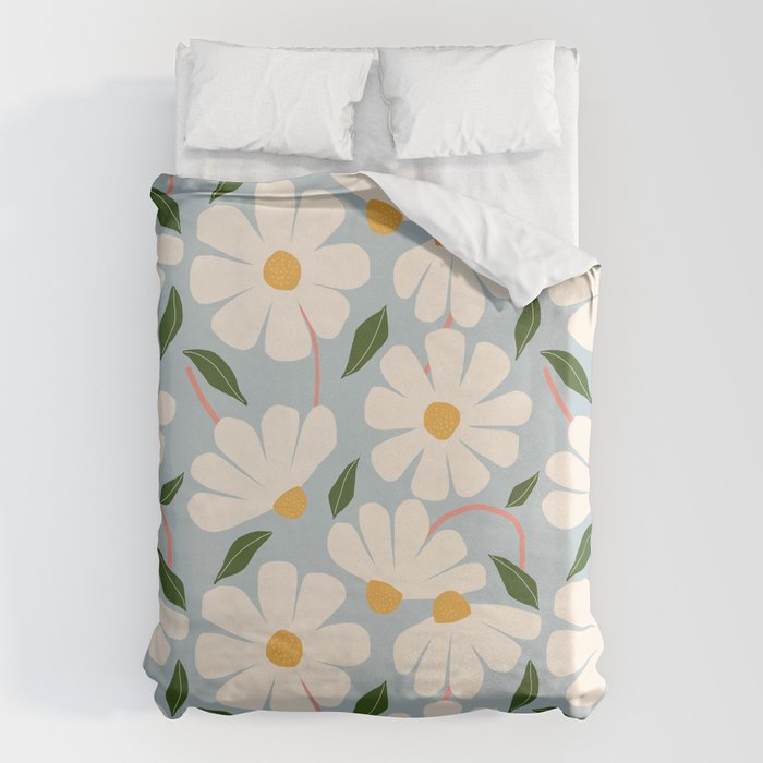 Wild Daisies - blue & pink Duvet Cover Gallery Image 6