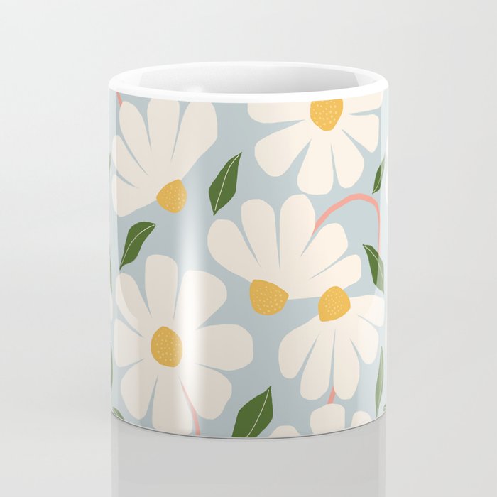 Wild Daisies - blue & pink Coffee Mug Gallery Image 4