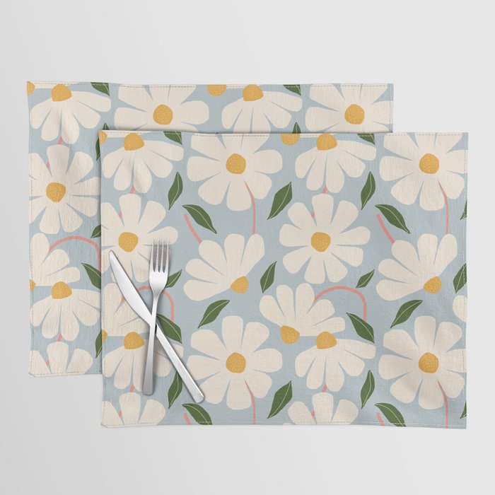 Wild Daisies - blue & pink Placemat Gallery Image 1