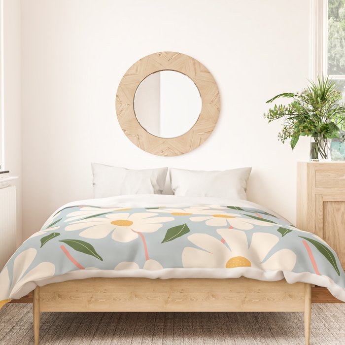 Wild Daisies - blue & pink Duvet Cover Gallery Image 3