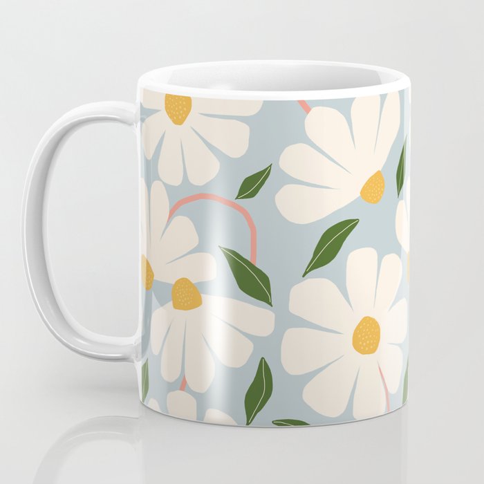Wild Daisies - blue & pink Coffee Mug Gallery Image 3