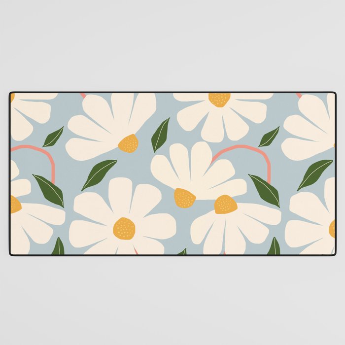 Wild Daisies - blue & pink Desk Mat Gallery Image 3