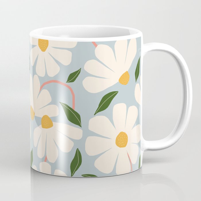 Wild Daisies - blue & pink Coffee Mug Gallery Image 1