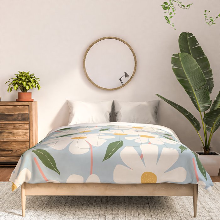 Wild Daisies - blue & pink Comforter Gallery Image 3