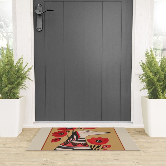 Striped Dog with Poppies Welcome Mat Gallery Image 3