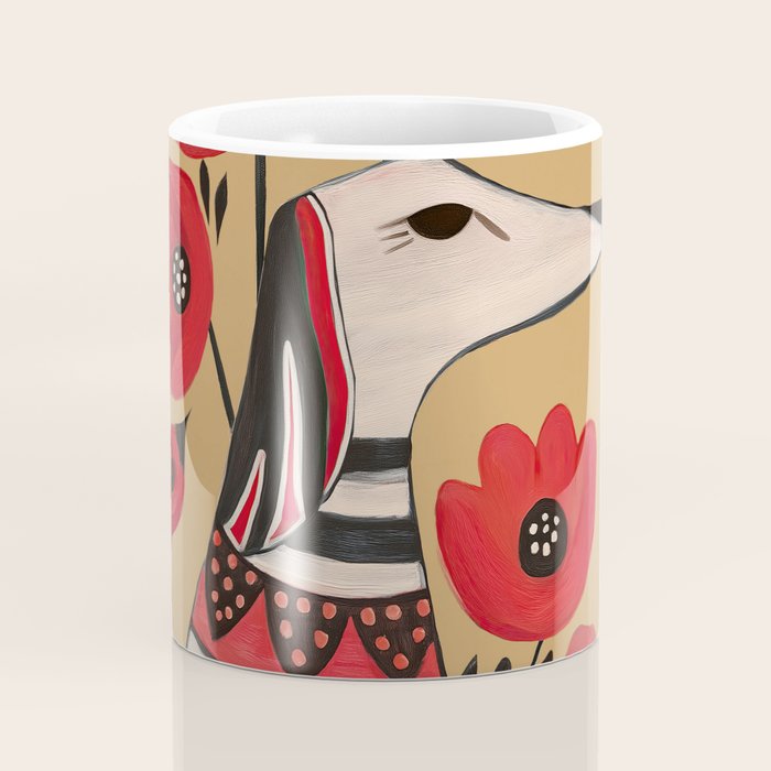Striped Dog with Poppies Coffee Mug Gallery Image 4