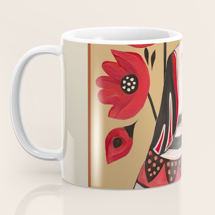 Striped Dog with Poppies Coffee Mug Gallery Image 3