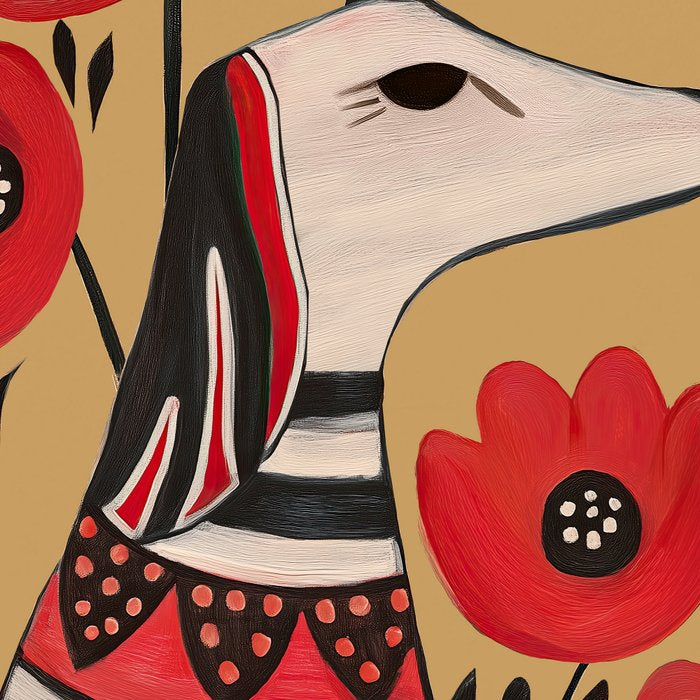 Striped Dog with Poppies Coffee Mug Gallery Image 2