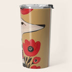 Striped Dog with Poppies Travel Mug Gallery Image 2