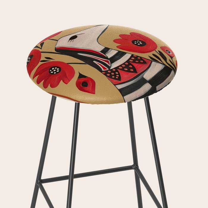 Striped Dog with Poppies Stool Gallery Image 2