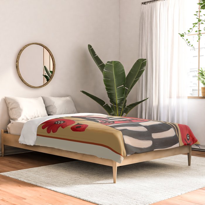 Striped Dog with Poppies Comforter Gallery Image 2