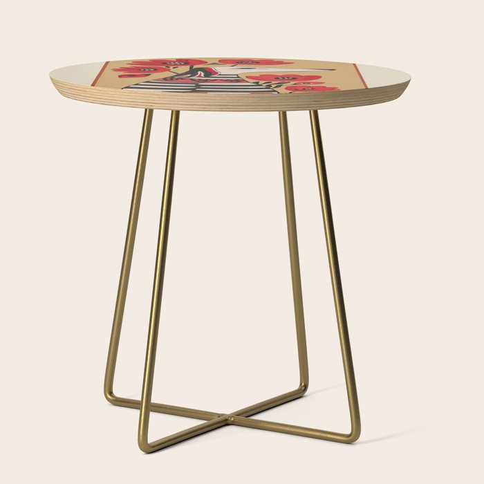 Striped Dog with Poppies Side Table Gallery Image 1