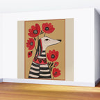 Striped Dog with Poppies Wall Mural Gallery Image 2