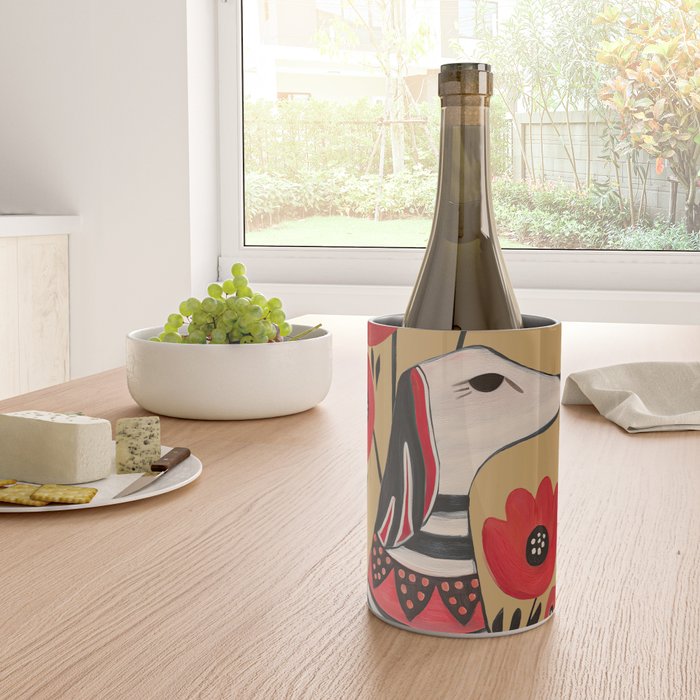 Striped Dog with Poppies Wine Chiller Gallery Image 4