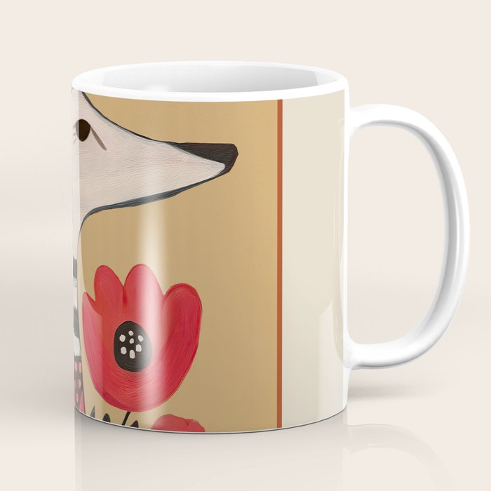 Striped Dog with Poppies Coffee Mug Gallery Image 1