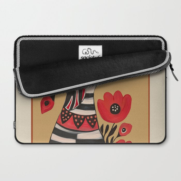 Striped Dog with Poppies Laptop Sleeve Gallery Image 2
