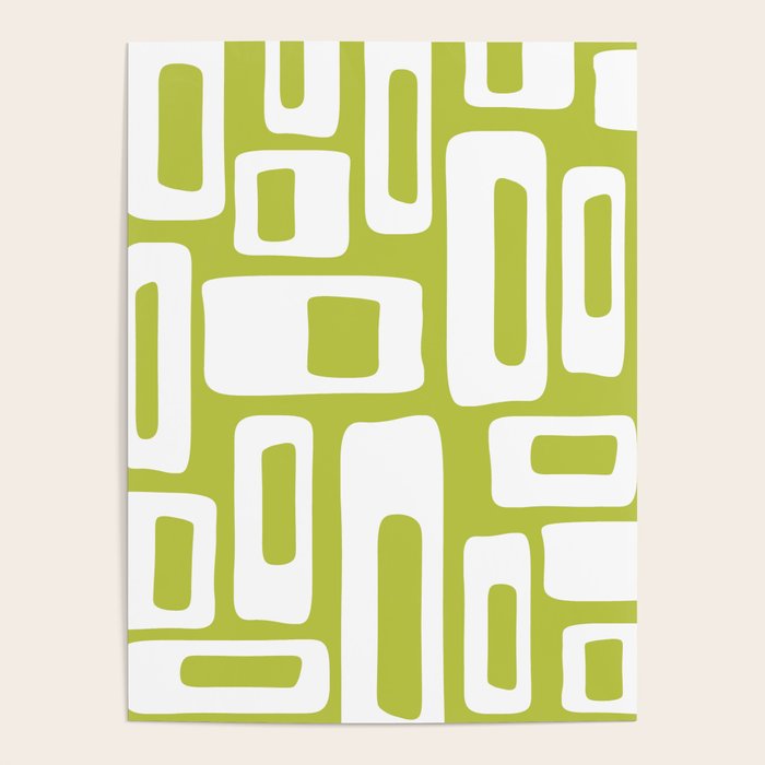 Retro Mid Century Modern Abstract Pattern 335 Chartreuse Poster Gallery Image 4