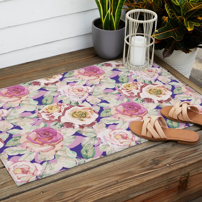 The lush garden in bloom P Outdoor Rug Gallery Image 2