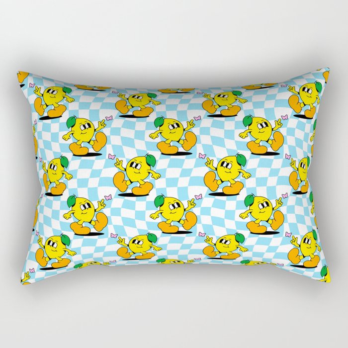 Retro lemon cartoon character pattern Rectangular Pillow Gallery Image 1