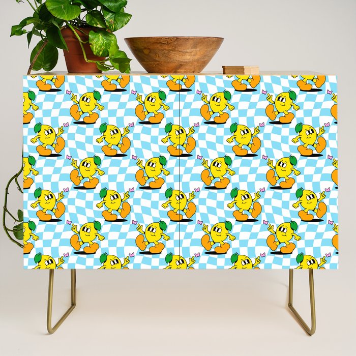 Retro lemon cartoon character pattern Credenza Gallery Image 1