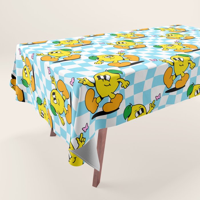 Retro lemon cartoon character pattern Tablecloth Gallery Image 1