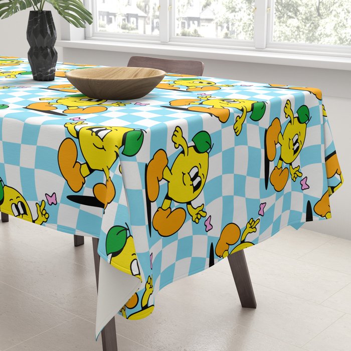 Retro lemon cartoon character pattern Tablecloth Gallery Image 3