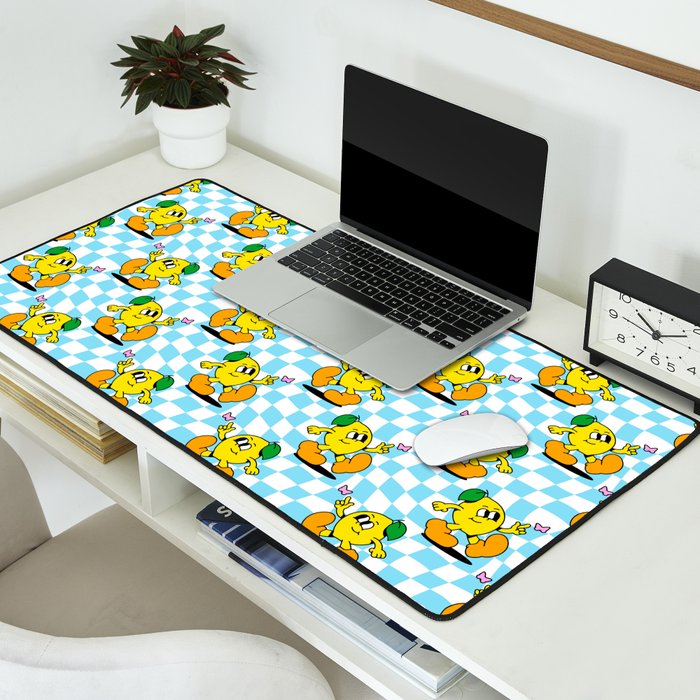 Retro lemon cartoon character pattern Desk Mat Gallery Image 2