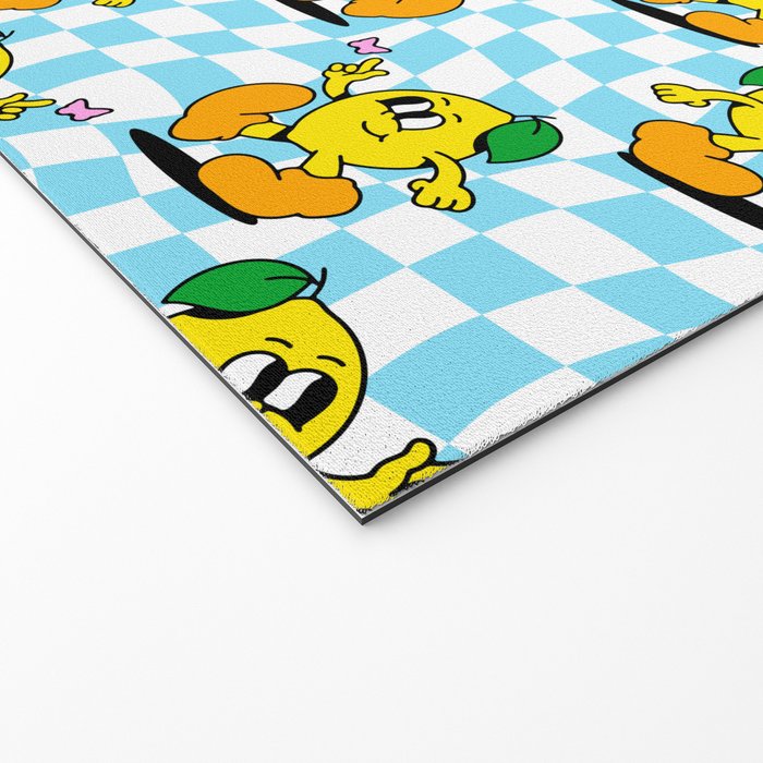 Retro lemon cartoon character pattern Welcome Mat Gallery Image 2