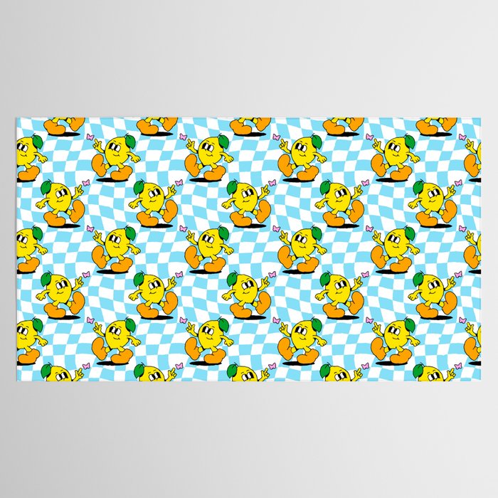 Retro lemon cartoon character pattern Tablecloth Gallery Image 2