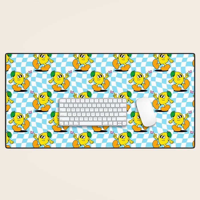 Retro lemon cartoon character pattern Desk Mat Gallery Image 1