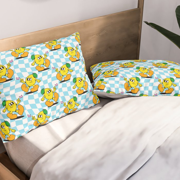 Retro lemon cartoon character pattern Pillow Sham Gallery Image 2
