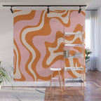Liquid Swirl Retro Abstract Pattern in Orange Pink Cream Wall Mural Gallery Image 1