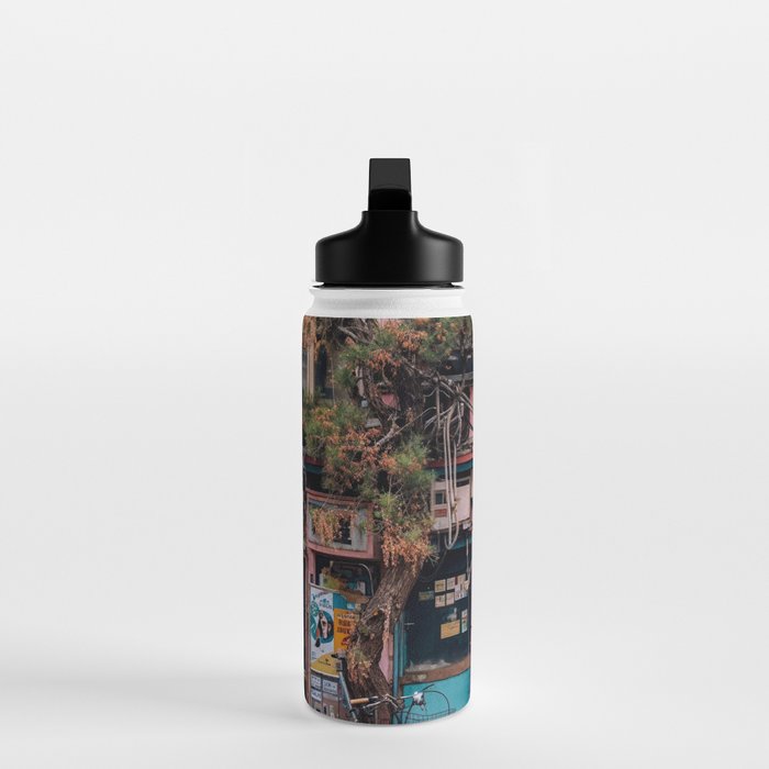 Urban Architecture with Plants and Tree in Front of Vending Machine - Urban Photography Water Bottle Gallery Image 3