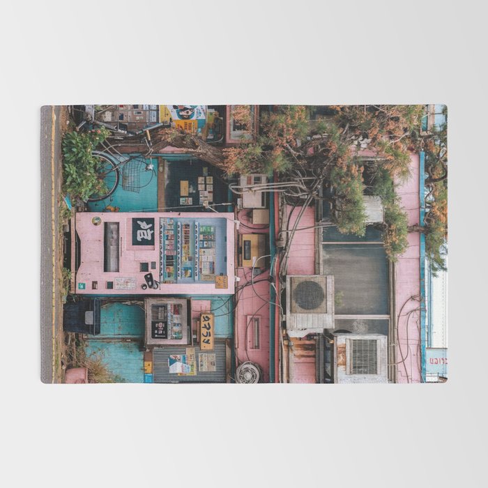 Urban Architecture with Plants and Tree in Front of Vending Machine - Urban Photography Rug Gallery Image 2