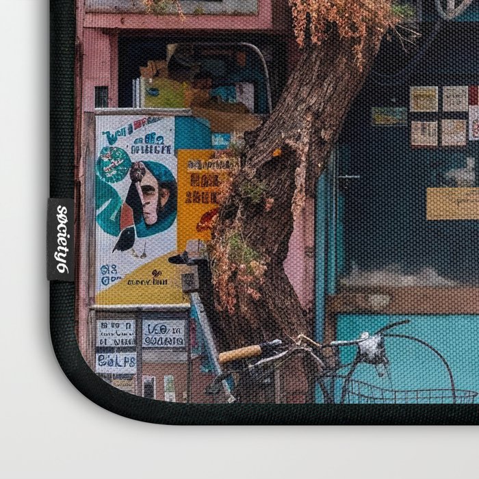 Urban Architecture with Plants and Tree in Front of Vending Machine - Urban Photography Laptop Sleeve Gallery Image 3