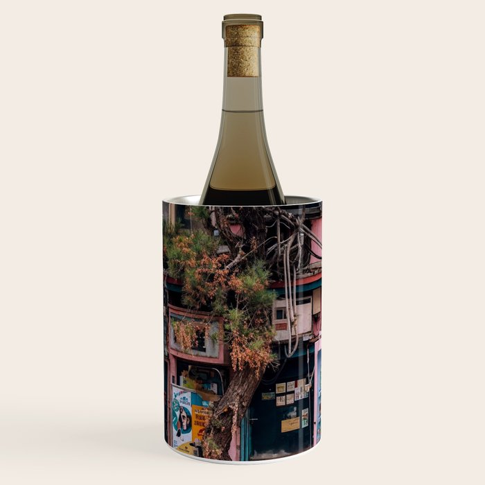 Urban Architecture with Plants and Tree in Front of Vending Machine - Urban Photography Wine Chiller Gallery Image 2
