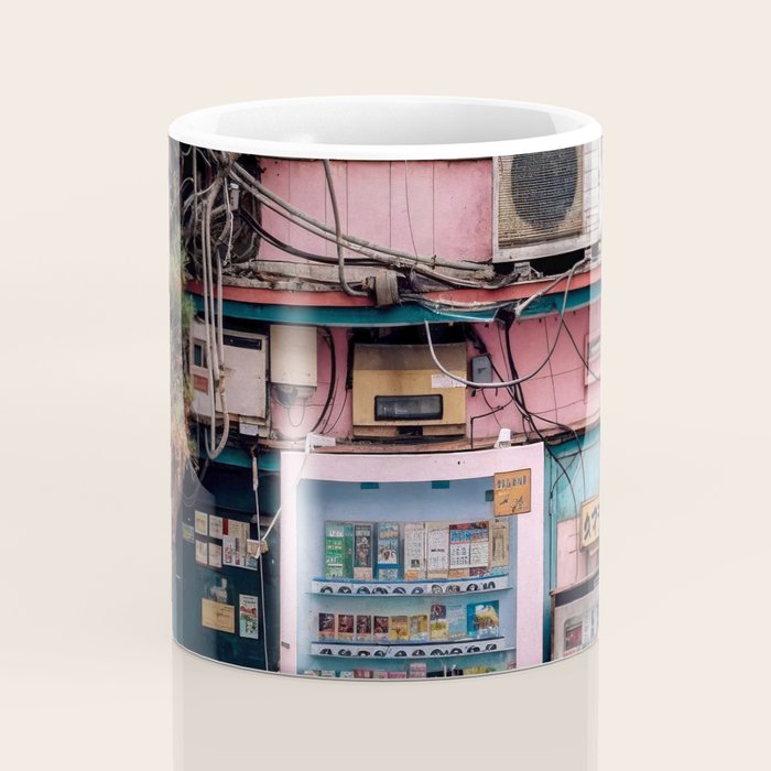 Urban Architecture with Plants and Tree in Front of Vending Machine - Urban Photography Coffee Mug Gallery Image 4