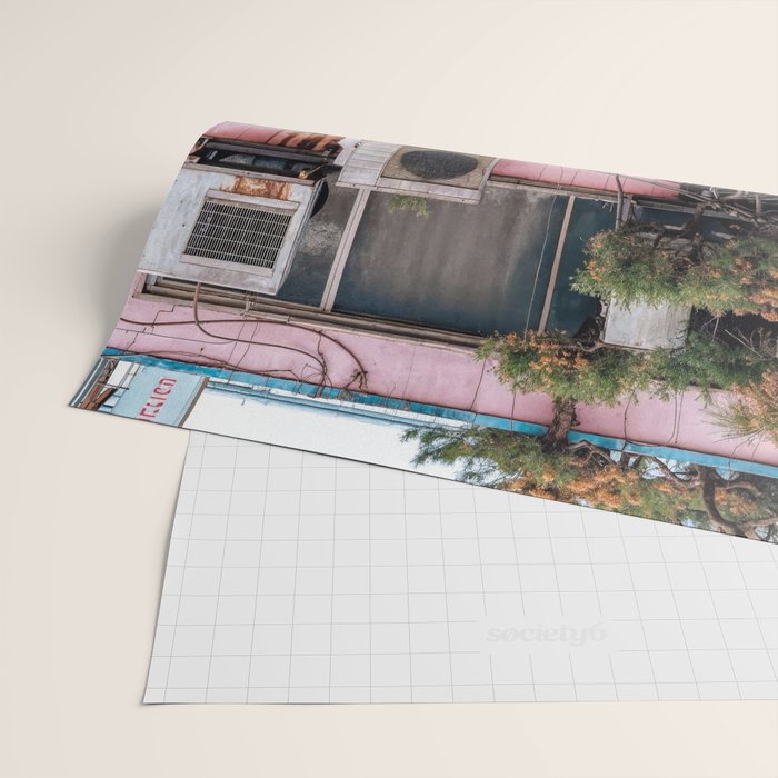 Urban Architecture with Plants and Tree in Front of Vending Machine - Urban Photography Wrapping Paper Gallery Image 2