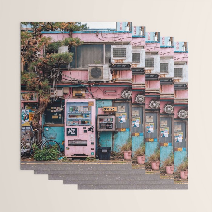 Urban Architecture with Plants and Tree in Front of Vending Machine - Urban Photography Wrapping Paper Gallery Image 3